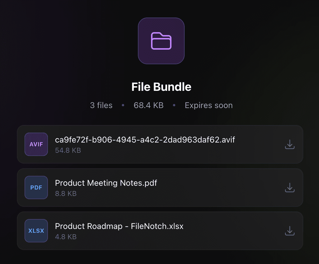 Bundle upload with multiple files in a single shareable link